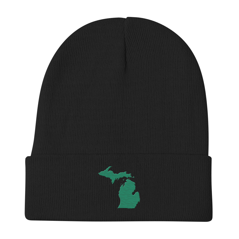 Michigan Winter Beanie | Emerald Green Outline