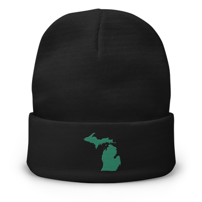 Michigan Winter Beanie | Emerald Green Outline