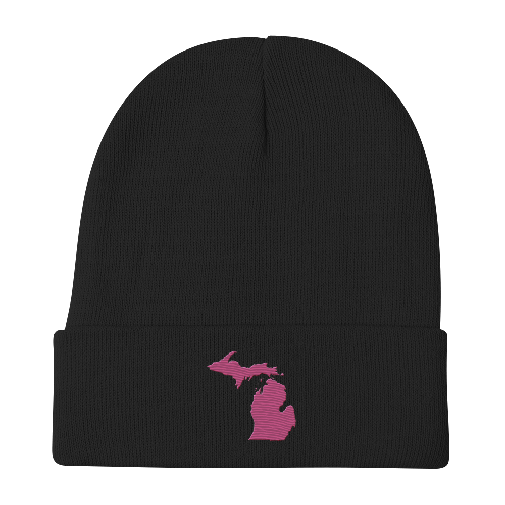 Michigan Winter Beanie | Apple Blossom Pink Outline