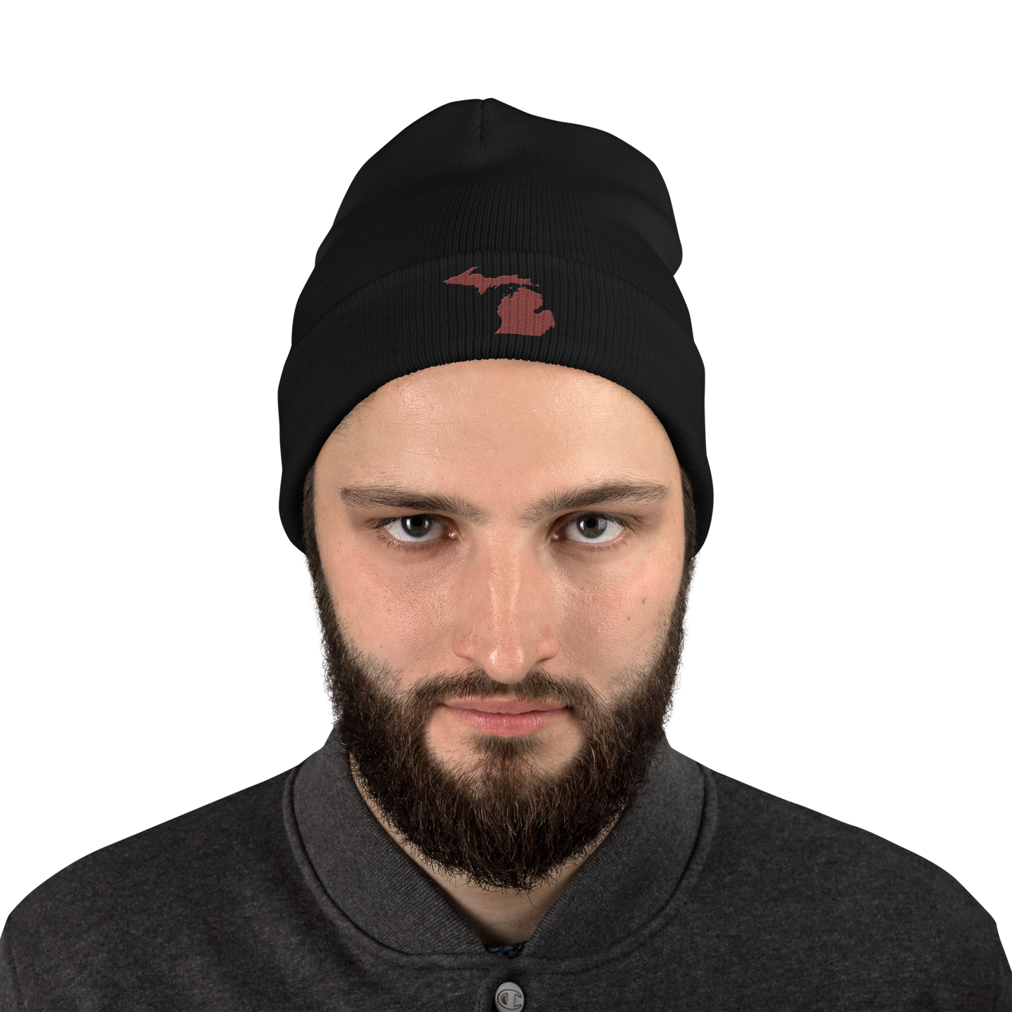 Michigan Winter Beanie | Ore Dock Red Outline