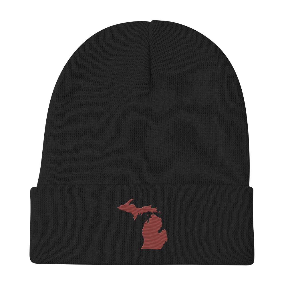 Michigan Winter Beanie | Ore Dock Red Outline