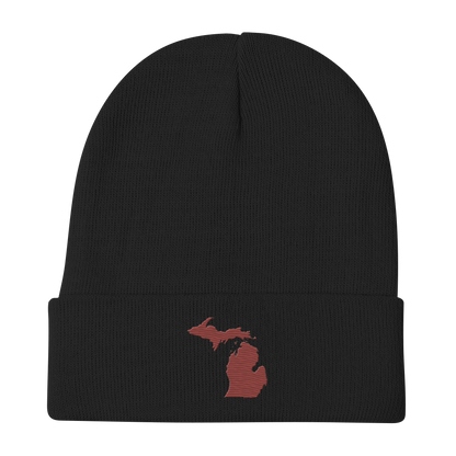 Michigan Winter Beanie | Ore Dock Red Outline