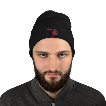 Michigan Winter Beanie | Ruby Red Outline