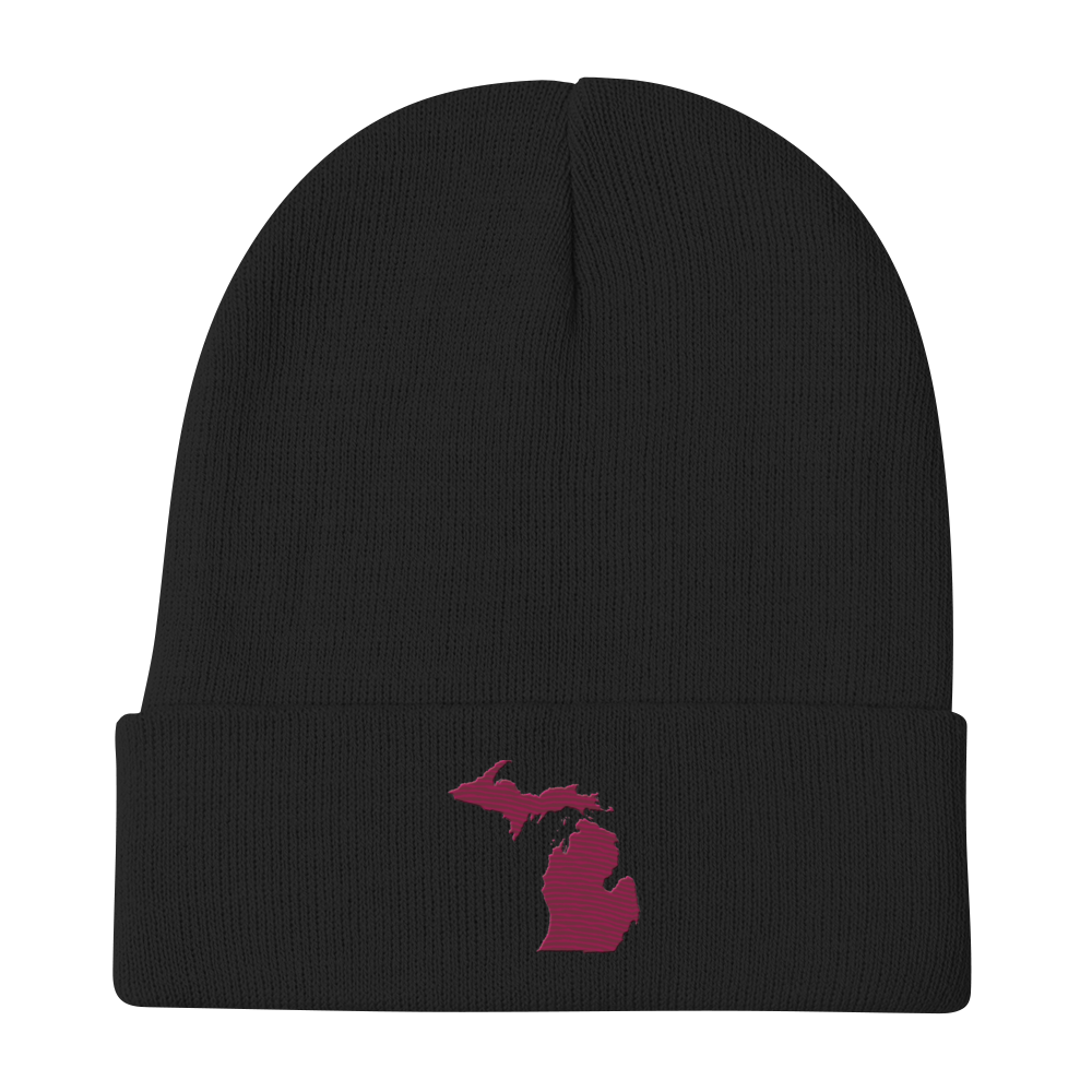 Michigan Winter Beanie | Ruby Red Outline