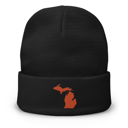 Michigan Winter Beanie | Maple Leaf Orange Outline