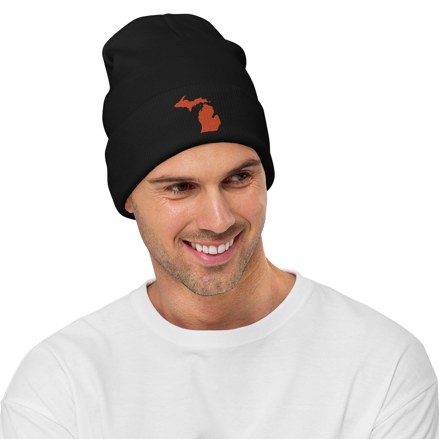 Michigan Winter Beanie | Maple Leaf Orange Outline