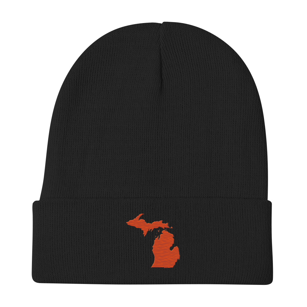 Michigan Winter Beanie | Maple Leaf Orange Outline