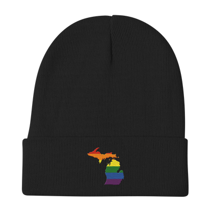 Michigan Winter Beanie | Rainbow Pride Outline