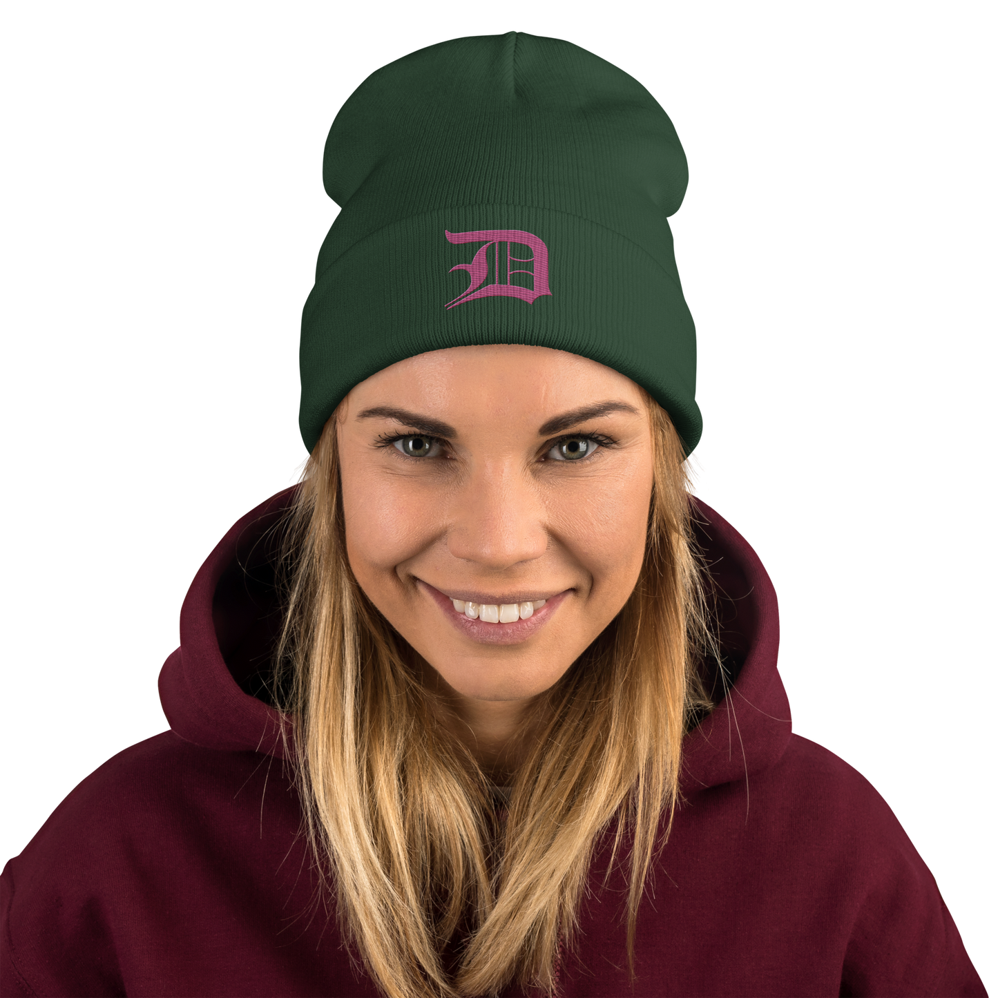 Detroit 'Old English D' Winter Beanie (Apple Blossom Pink)