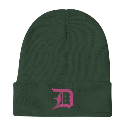 Detroit 'Old English D' Winter Beanie (Apple Blossom Pink)