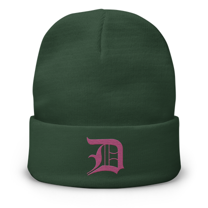 Detroit 'Old English D' Winter Beanie (Apple Blossom Pink)