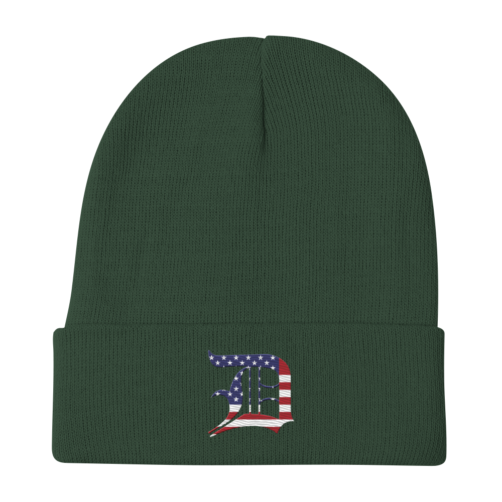 Detroit 'Old English D' Winter Beanie (Patriotic Edition)