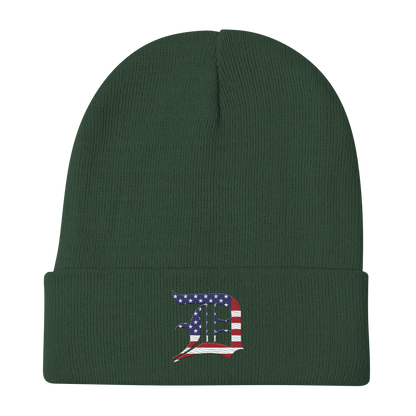 Detroit 'Old English D' Winter Beanie (Patriotic Edition)