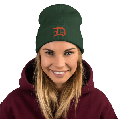 Detroit 'Old English D' Winter Beanie (Maple Leaf Orange)