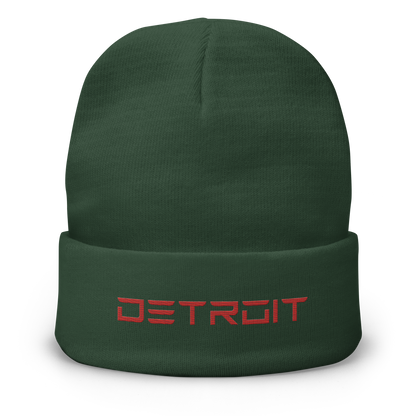 'Detroit' Winter Beanie (Electric Font) | Red