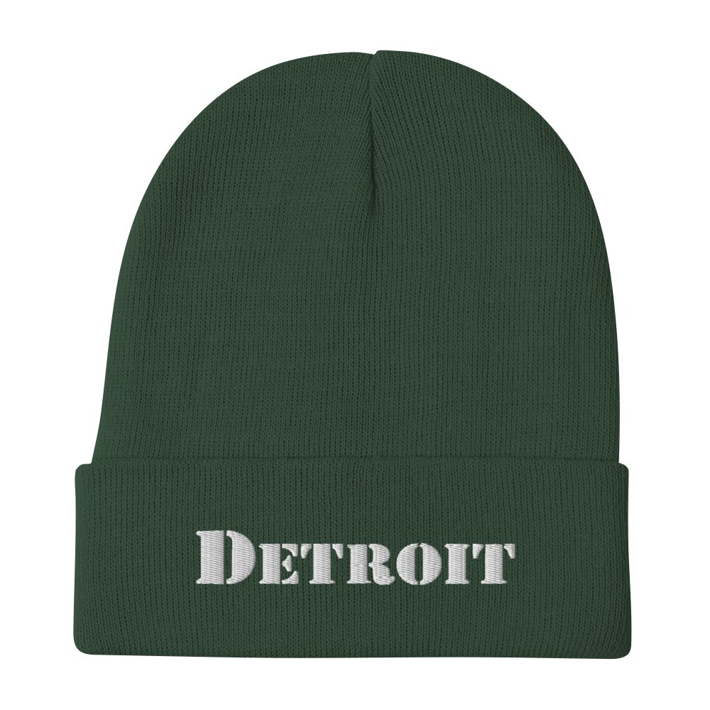 'Detroit' Winter Beanie (Army Front)