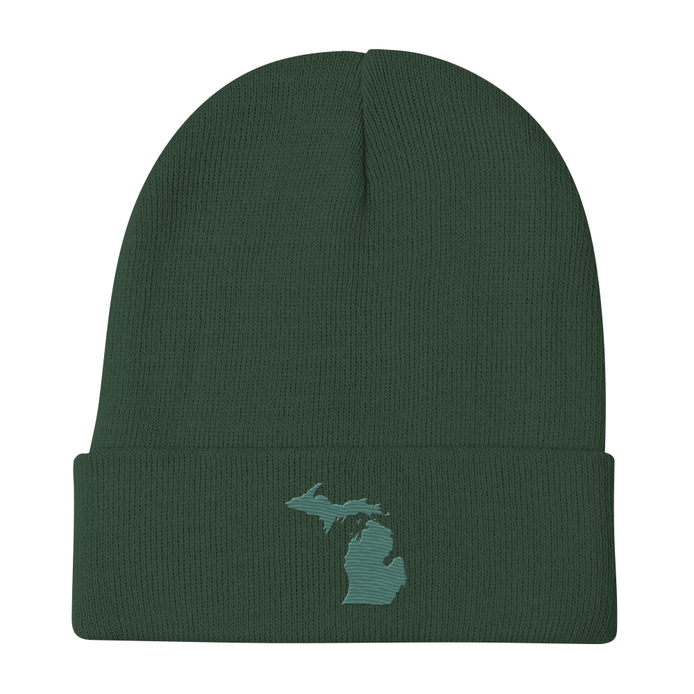 Michigan Winter Beanie | Copper Green Outline