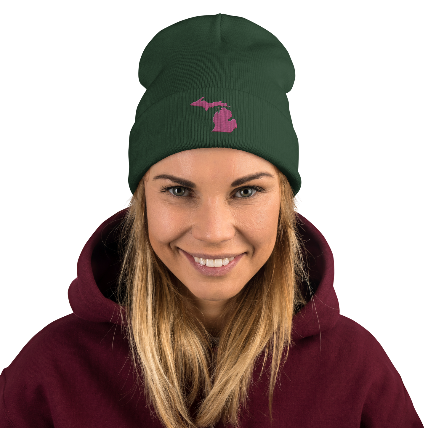 Michigan Winter Beanie | Apple Blossom Pink Outline