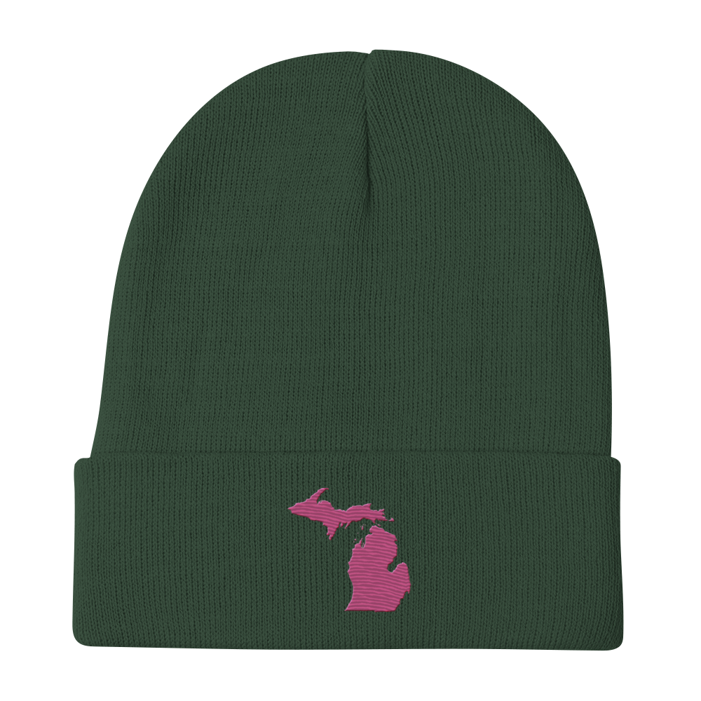 Michigan Winter Beanie | Apple Blossom Pink Outline