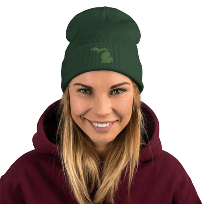 Michigan Winter Beanie | Pine Green Outline