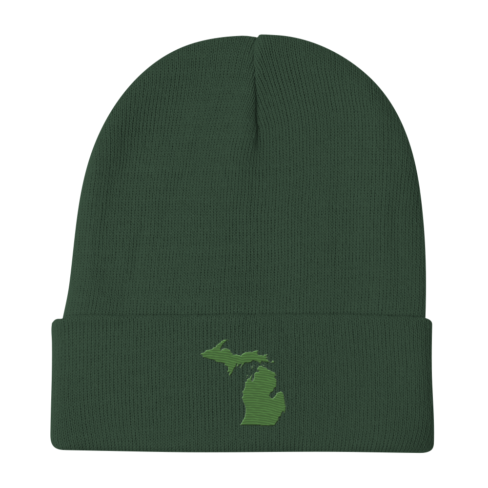 Michigan Winter Beanie | Pine Green Outline