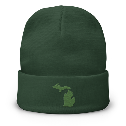 Michigan Winter Beanie | Pine Green Outline