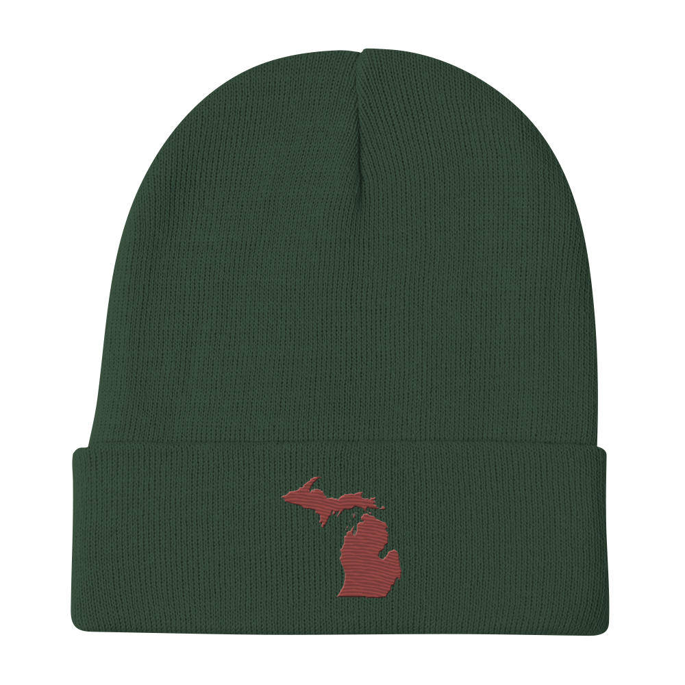 Michigan Winter Beanie | Ore Dock Red Outline