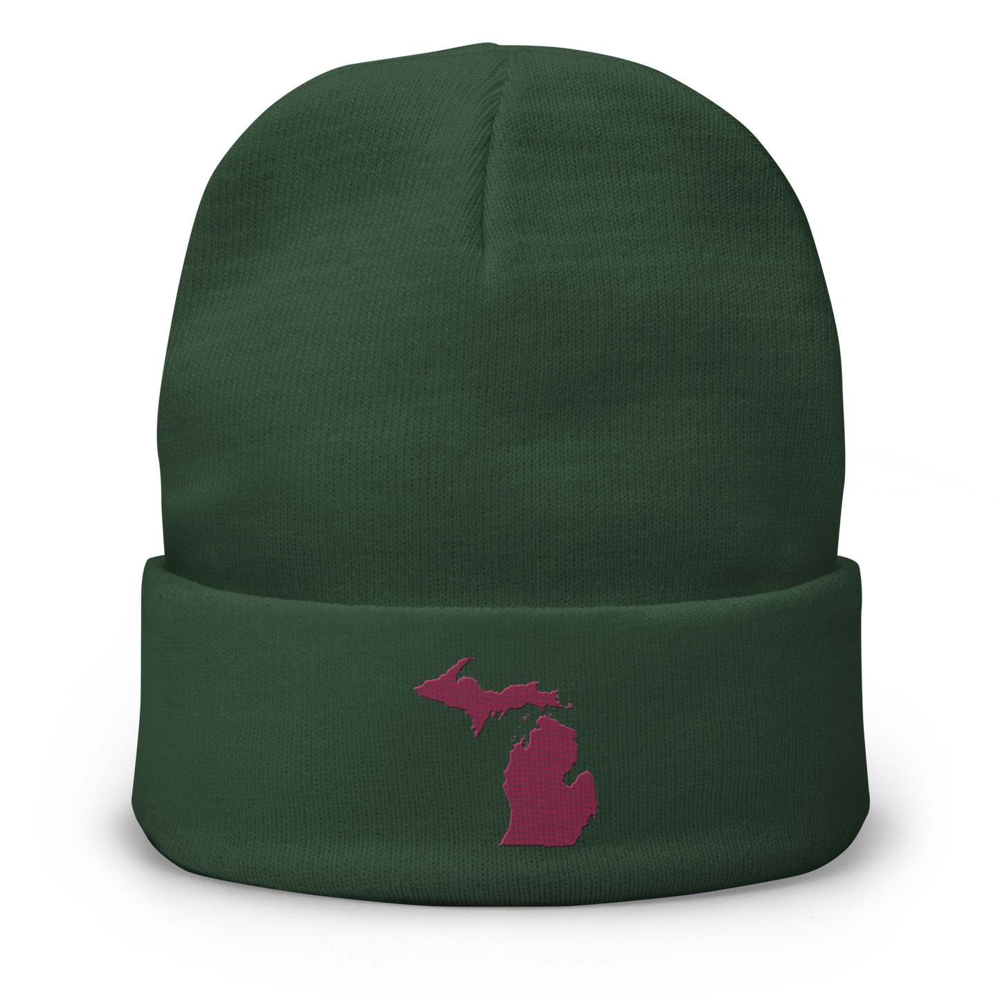 Michigan Winter Beanie | Ruby Red Outline