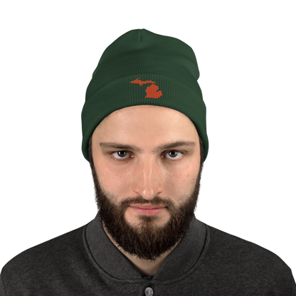 Michigan Winter Beanie | Maple Leaf Orange Outline