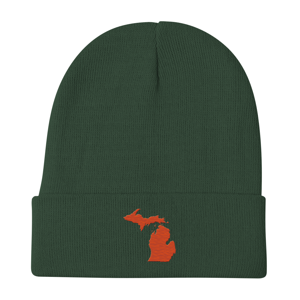 Michigan Winter Beanie | Maple Leaf Orange Outline