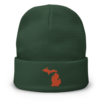 Michigan Winter Beanie | Maple Leaf Orange Outline