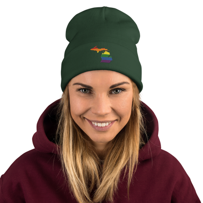 Michigan Winter Beanie | Rainbow Pride Outline