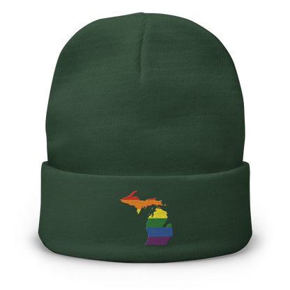 Michigan Winter Beanie | Rainbow Pride Outline