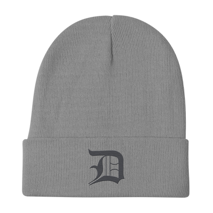 Detroit 'Old English D' Winter Beanie (Iron Ore Grey)