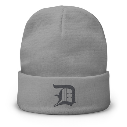 Detroit 'Old English D' Winter Beanie (Iron Ore Grey)