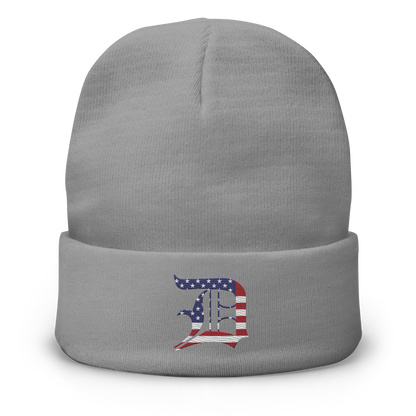 Detroit 'Old English D' Winter Beanie (Patriotic Edition)