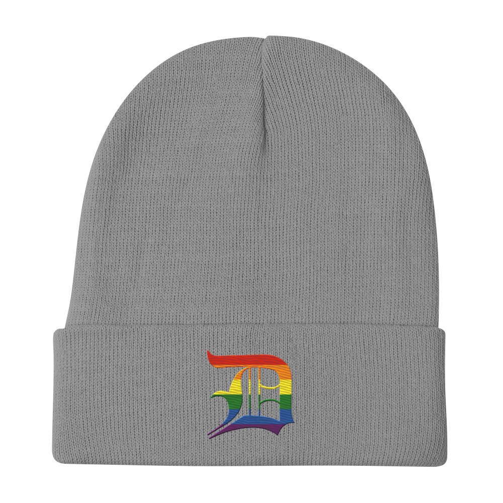 Detroit 'Old English D' Winter Beanie (Rainbow Pride Edition)