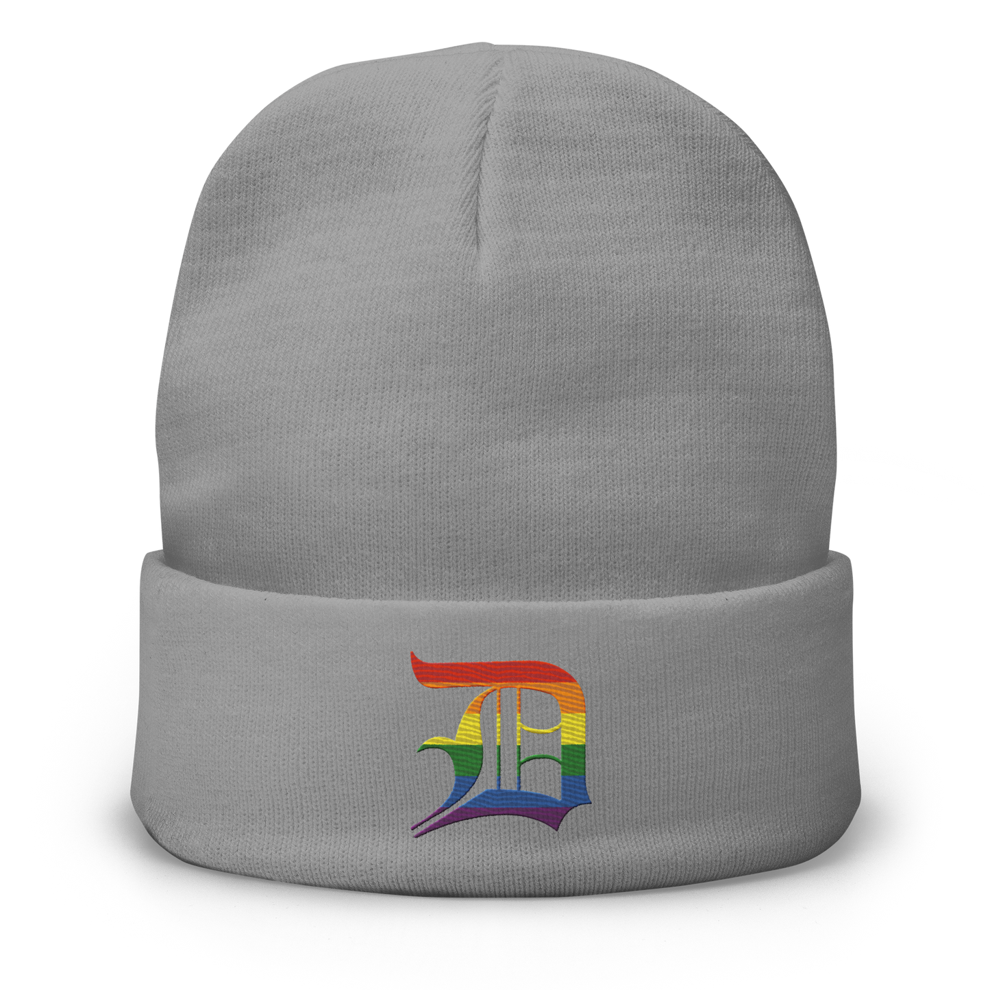 Detroit 'Old English D' Winter Beanie (Rainbow Pride Edition)