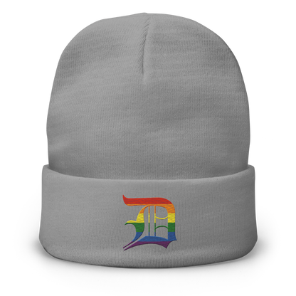 Detroit 'Old English D' Winter Beanie (Rainbow Pride Edition)