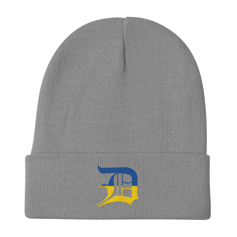 Detroit 'Old English D' Winter Beanie (Ukraine Edition)