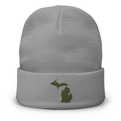 Michigan Winter Beanie | Army Green Outline