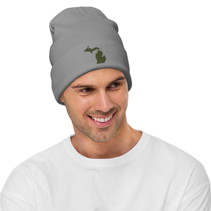 Michigan Winter Beanie | Army Green Outline