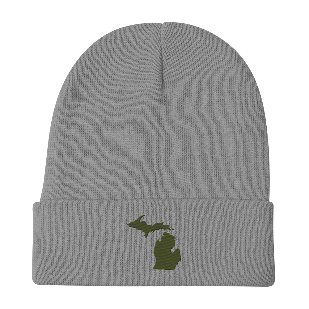 Michigan Winter Beanie | Army Green Outline