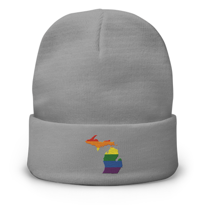 Michigan Winter Beanie | Rainbow Pride Outline