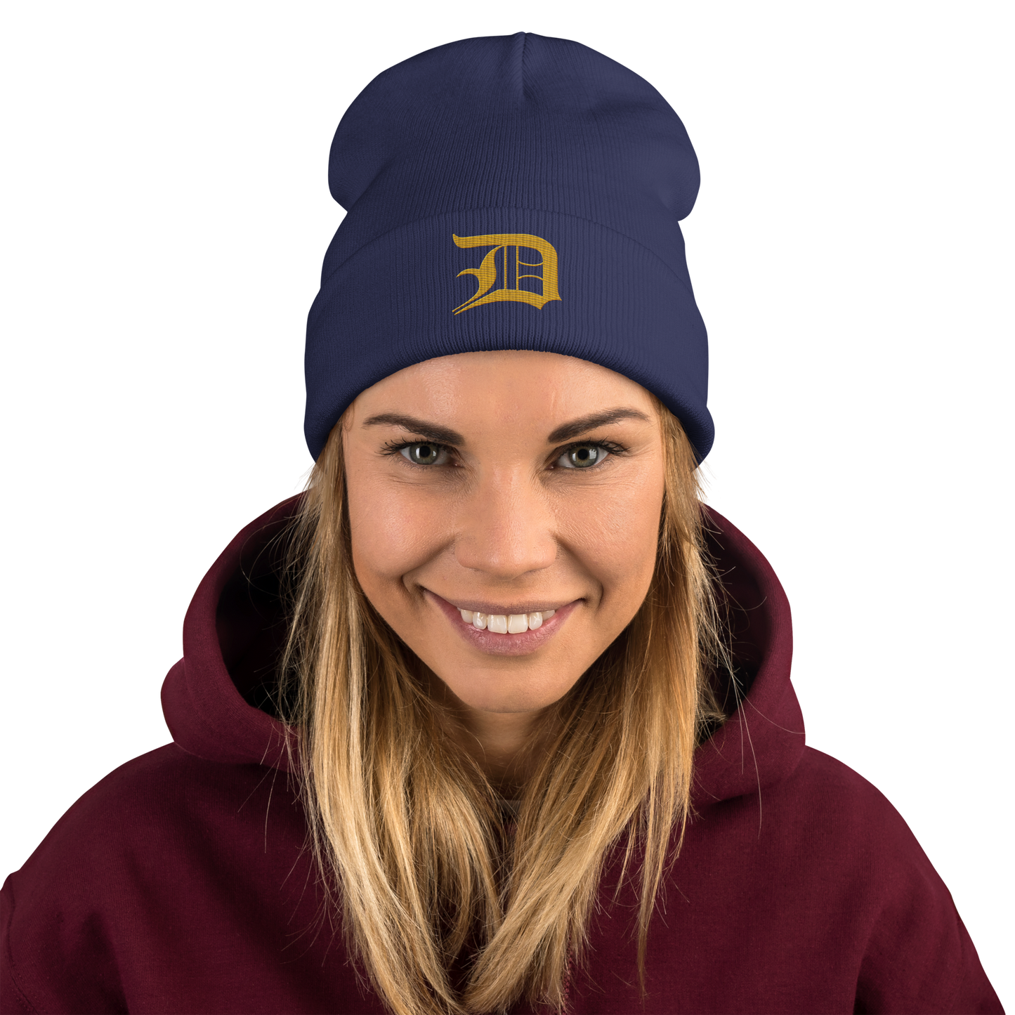 Detroit 'Old English D' Winter Beanie (Gold)