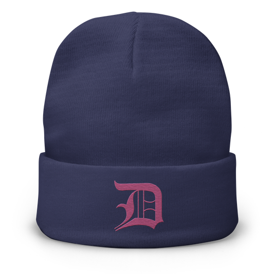 Detroit 'Old English D' Winter Beanie (Apple Blossom Pink)