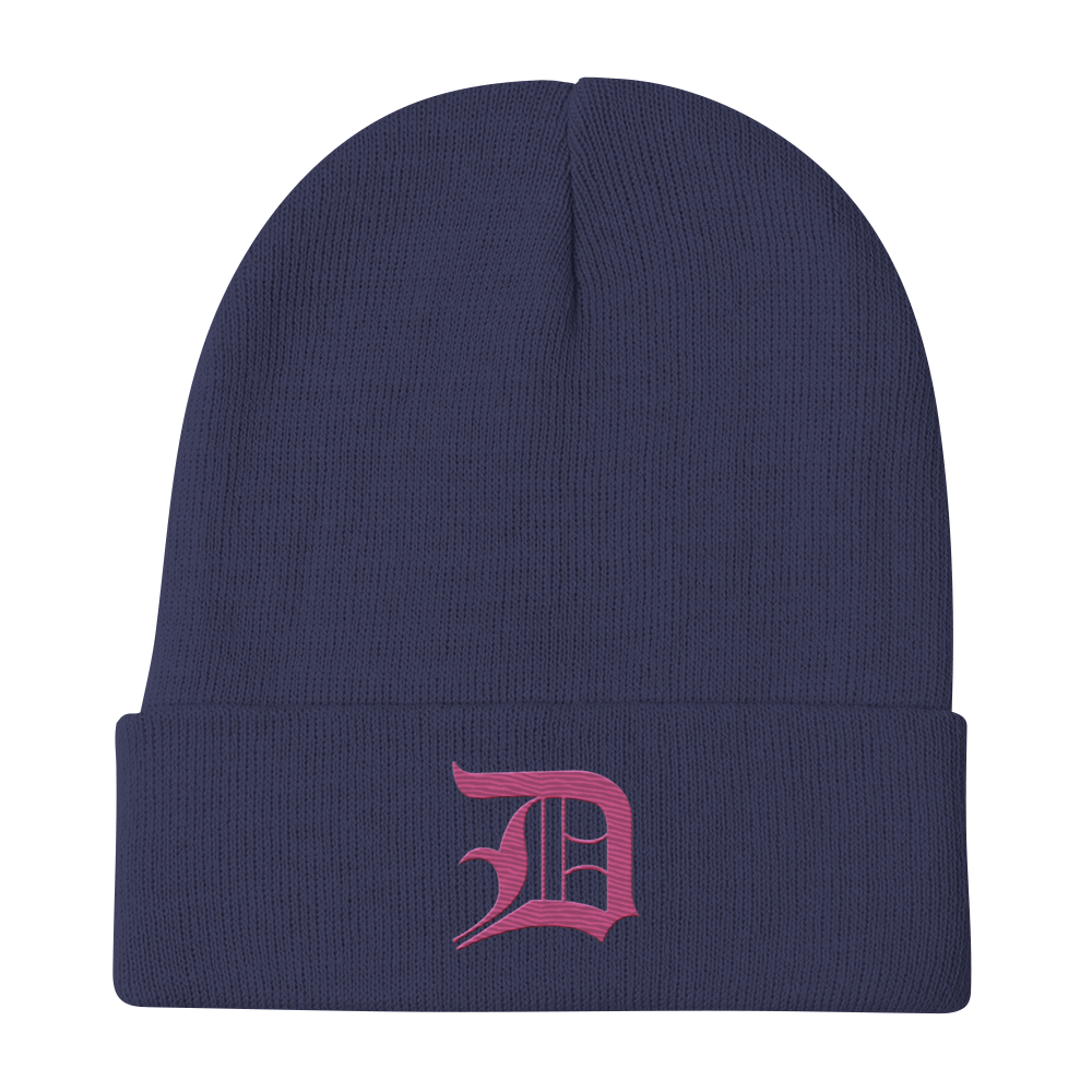 Detroit 'Old English D' Winter Beanie (Apple Blossom Pink)