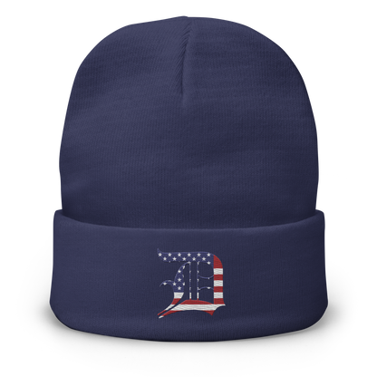 Detroit 'Old English D' Winter Beanie (Patriotic Edition)