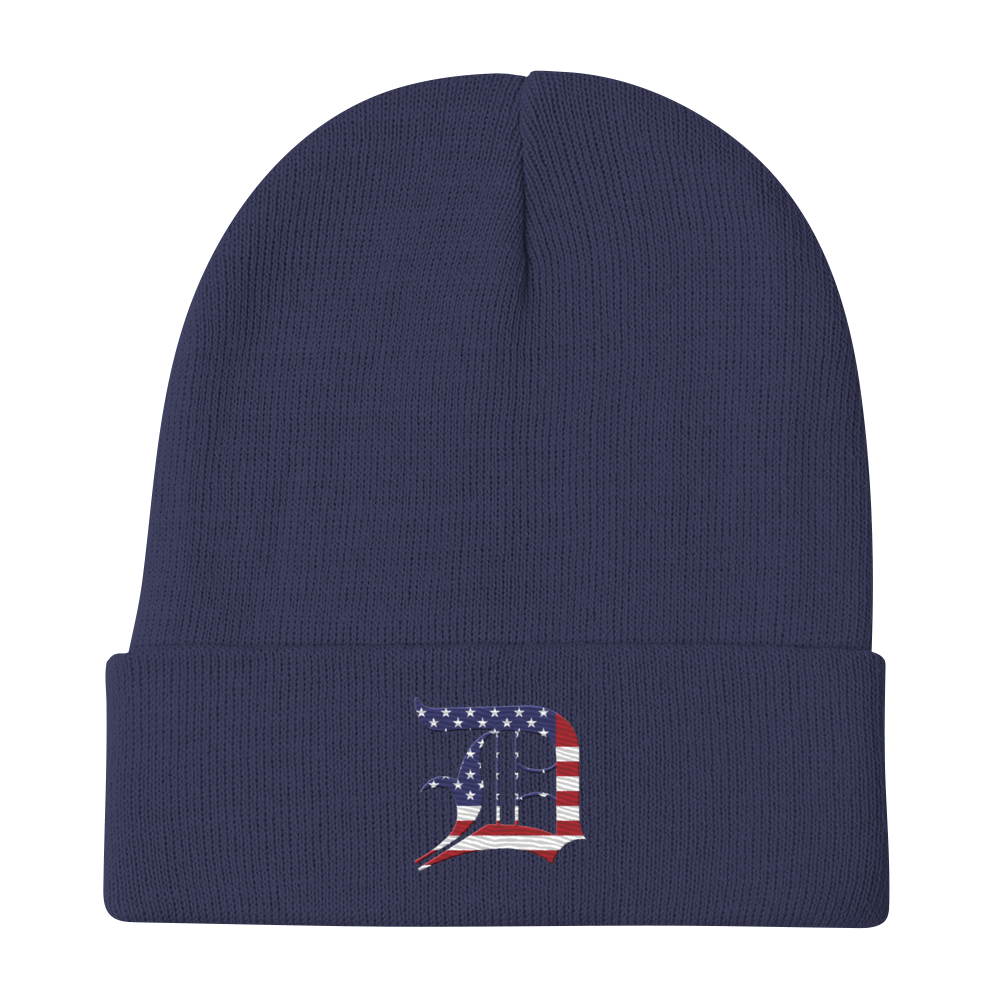 Detroit 'Old English D' Winter Beanie (Patriotic Edition)