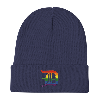 Detroit 'Old English D' Winter Beanie (Rainbow Pride Edition)